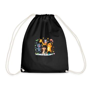 Animals in celebration n°6 - Drawstring Bag - black - Front