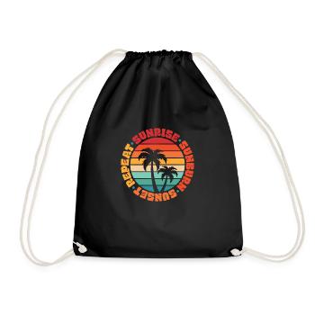 Sunrise Sunburn Sunset Repeat Summer Sun Beach - Drawstring Bag - black - Front