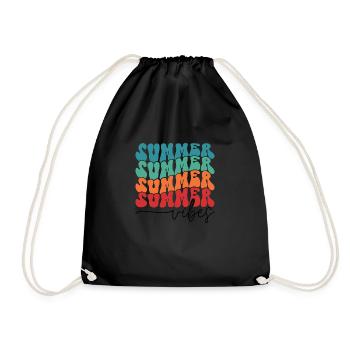 Summer Vibes Sommer Sonne Strand Urlaub Meer Palme - Turnbeutel - Schwarz - Vorne