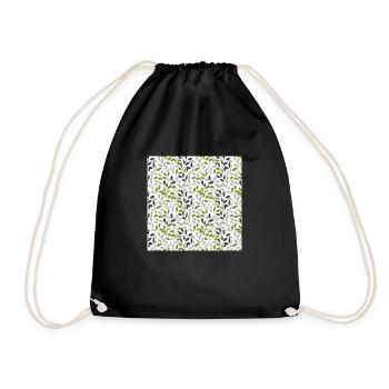 Leaves Seamless Pattern Leaf Foliage Nature Print - Drawstring Bag - black - Front