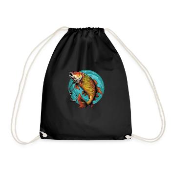 Karpfenangeln Shirt - Turnbeutel - Schwarz - Vorne