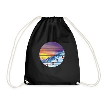 Skier Ski Skiing Ski Design Skiing Outfit - Drawstring Bag - black - Front