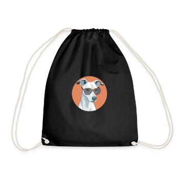 Pup in Sunglasses A Whippet with Attitude - Drawstring Bag - black - Front