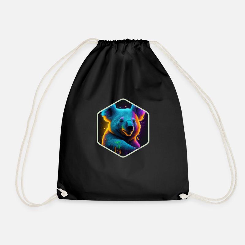 Neon-Koala - Turnbeutel - Schwarz