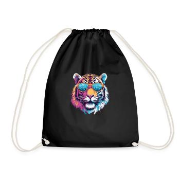 Tiger mit Sonnenbrille - Turnbeutel - Schwarz - Vorne