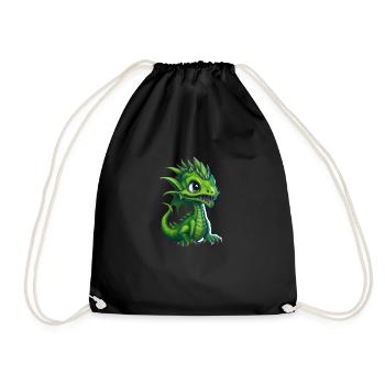 Bébé dragon, mignon, heureux, souriant - Sac de sport léger - noir - Devant