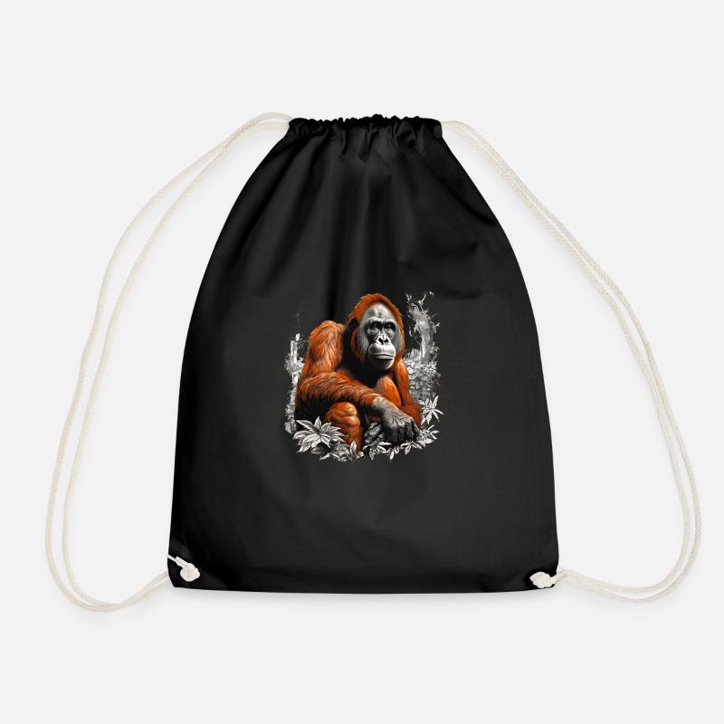 Orang-Utans leben auf Borneo und Sumatra - Turnbeutel - Schwarz