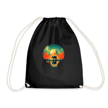 Elephant roaming - Drawstring Bag - black - Front