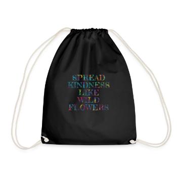 Verbreiten Sie Freundlichkeit: Schnappen Sie sich ein Regenbogen-Wildblumen-Shirt - Turnbeutel - Schwarz - Vorne