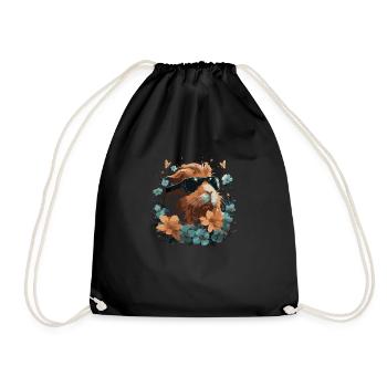 Cochons d’Inde et fleurs - Sac de sport léger - noir - Devant