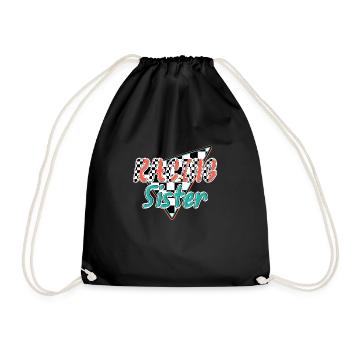 racing sister - Drawstring Bag - black - Front