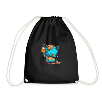 Cute Drunk cat mascot - Turnbeutel - Schwarz - Vorne