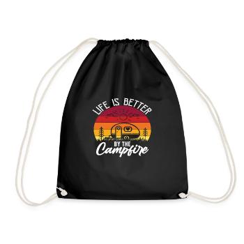 Life is better by the Campfire - Drawstring Bag - black - Front