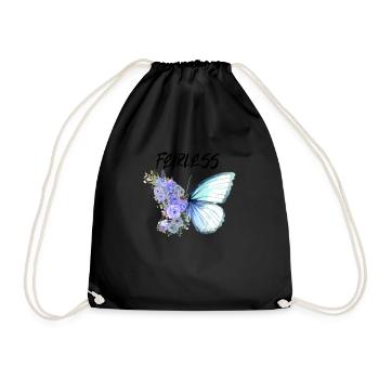imaginatively drawn butterfly, Fearless - Drawstring Bag - black - Front