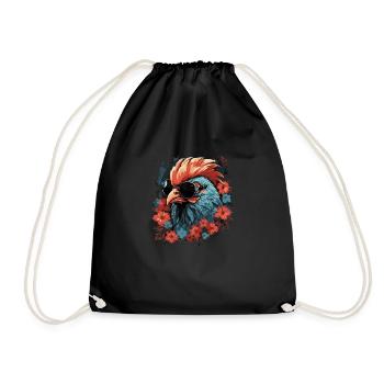 Poulet avec lunettes de soleil - Sac de sport léger - noir - Devant