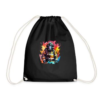 Firefighter firefighter - Drawstring Bag - black - Front