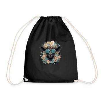 Sheep with sunglasses - Drawstring Bag - black - Front