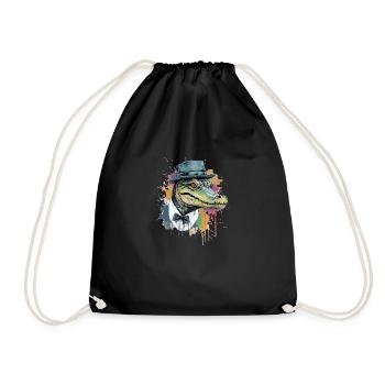 Kifo the crocodile - Drawstring Bag - black - Front