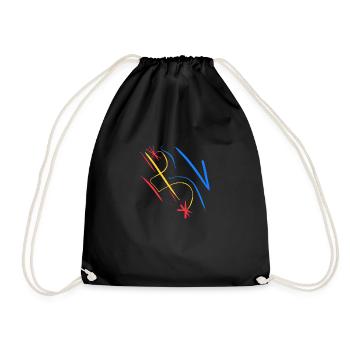 Blue, yellow, red color mixture - Drawstring Bag - black - Front