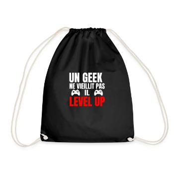 Un Geek Ne Vieillit Pas Il Level Up - Sac de sport léger - noir - Devant