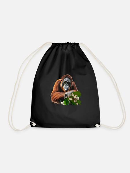 Orang-Utans leben oft nur noch in Gefangenschaft - Turnbeutel - Schwarz
