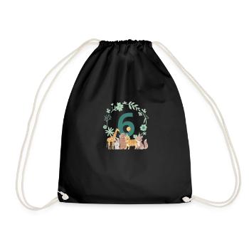 6th Anniversary - Sixth Anniversary Animals - Drawstring Bag - black - Front