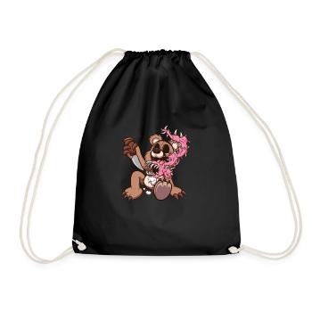 Cartoon Teddy Bear Monster - Drawstring Bag - black - Front