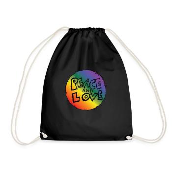 gay pride peace and love amour paie drapeau fierté - Sac de sport léger - noir - Devant