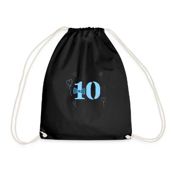 10th birthday boy - Drawstring Bag - black - Front
