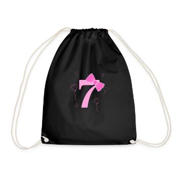 7e anniversaire fille - Sac de sport léger - noir - Devant