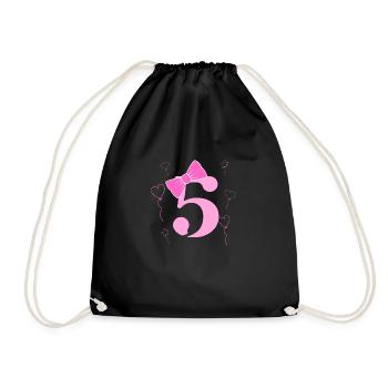 5e anniversaire fille - Sac de sport léger - noir - Devant