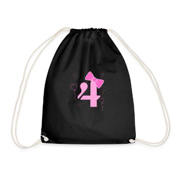 4e anniversaire fille - Sac de sport léger - noir - Devant