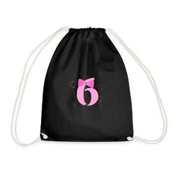 6e anniversaire fille - Sac de sport léger - noir - Devant