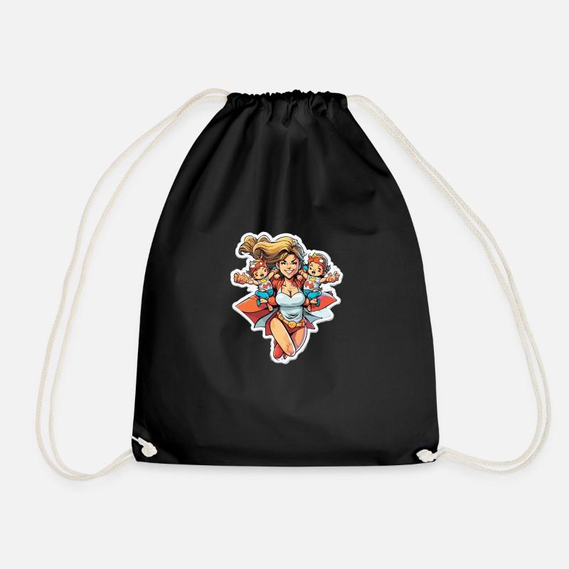 Supermum - Drawstring Bag - black