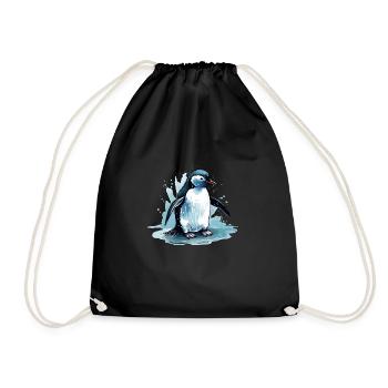 Pinguin beim Kampf ums Überleben - Turnbeutel - Schwarz - Vorne