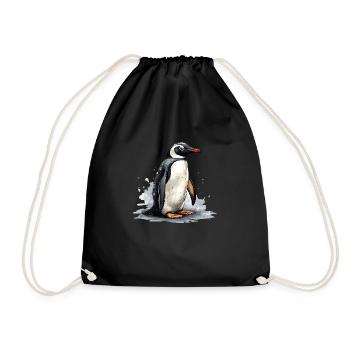 Penguin on ice floe - Drawstring Bag - black - Front