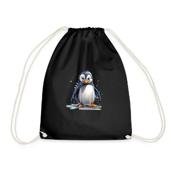 Lustiger Pinguin - Turnbeutel - Schwarz - Vorne