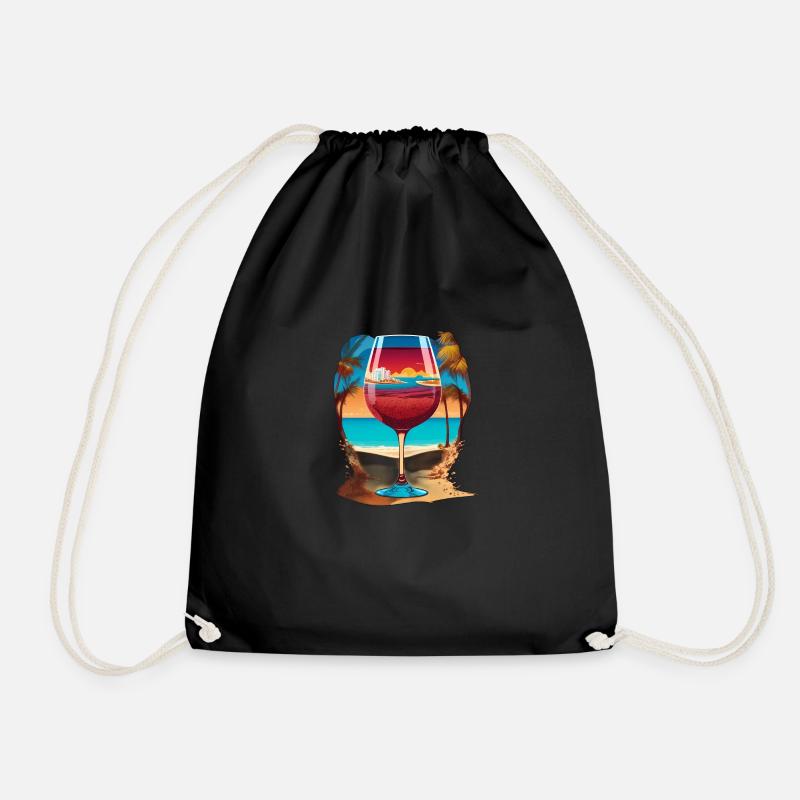 Summer Red Wine - Drawstring Bag - black