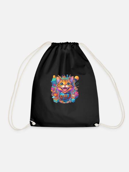 verrückte, lachende Katze - Turnbeutel - Schwarz