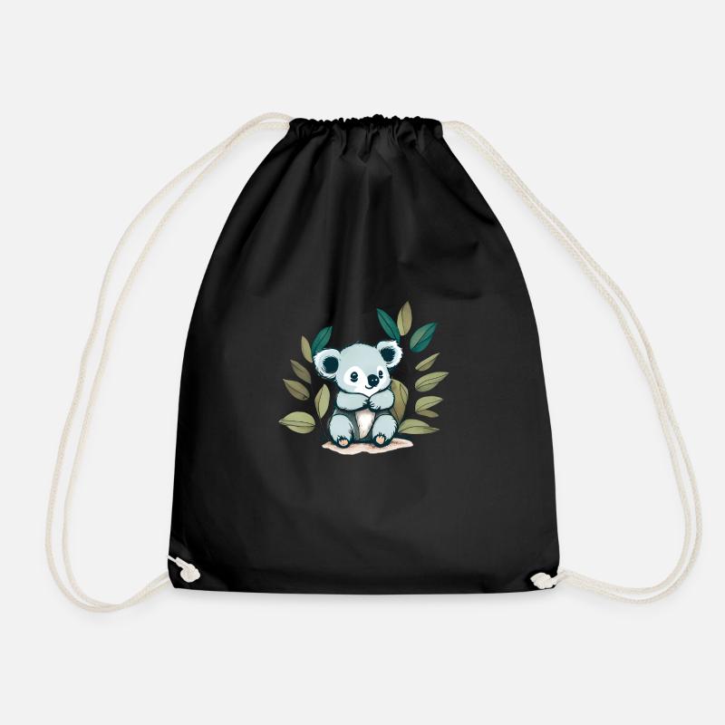Koala avec des feuilles d’eucalyptus - Sac de sport léger - noir