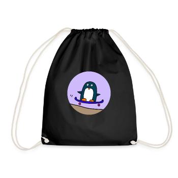 Pinguin fährt skateboard - Turnbeutel - Schwarz - Vorne