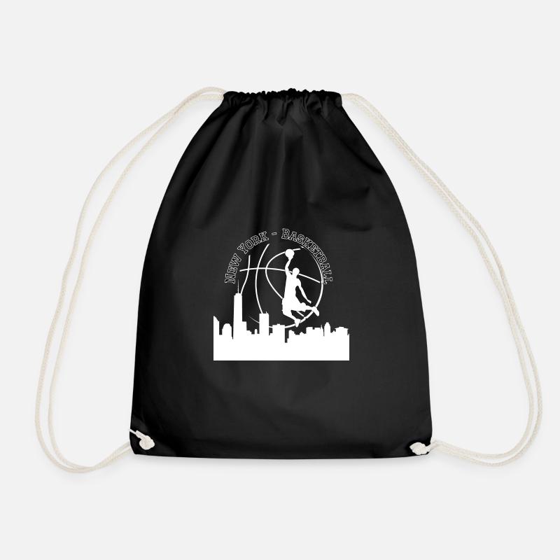 NY Skyline Basketball white - Drawstring Bag - black
