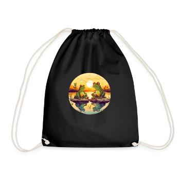 Deux grenouilles profitent des rayons du soleil - Sac de sport léger - noir - Devant
