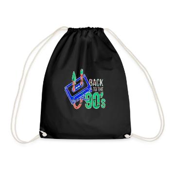 90er Jahre Niedlich 80er Jahre Retro Vintage Lustig Cool Nostalgie - Turnbeutel - Schwarz - Vorne
