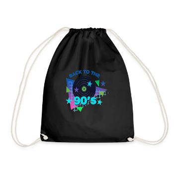 90er Jahre Niedlich 80er Jahre Retro Vintage Lustig Cool Nostalgie - Turnbeutel - Schwarz - Vorne