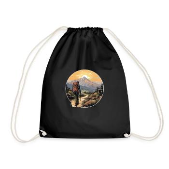 Vintage Hiking Logo - Turnbeutel - Schwarz - Vorne