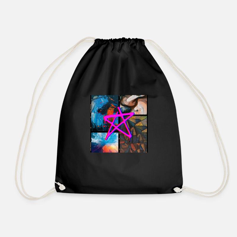 ABSTRACT - Drawstring Bag - black