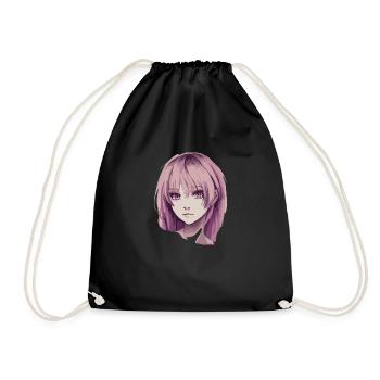 buntes Anime Gesicht schöne Frau - Turnbeutel - Schwarz - Vorne