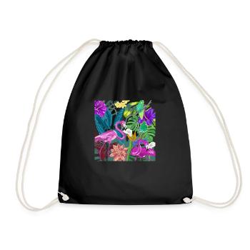 Image de la jungle Flamants roses - Sac de sport léger - noir - Devant