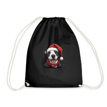 Bull Terrier Noël - Sac de sport léger - noir - Devant
